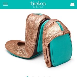 Tieks by Gavereli Rose Gold Glam Leather Ballet Flats Size 7